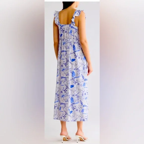 Floral Maxi Sun-Dress/Blue & White - Size Small/Nordstrom - Picture 4 of 5